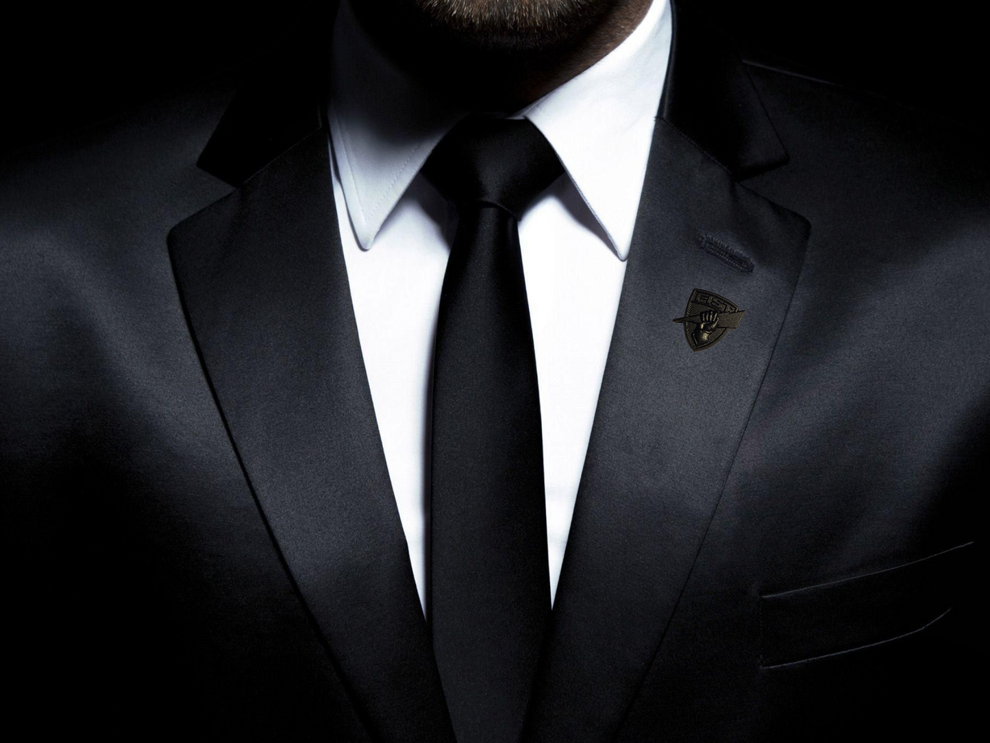 Black shield lapel pin