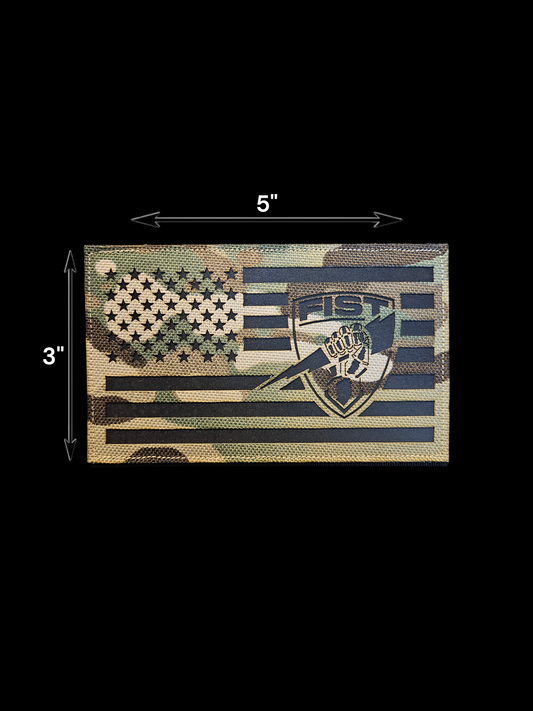 American flag with fist shield ir patch 5"