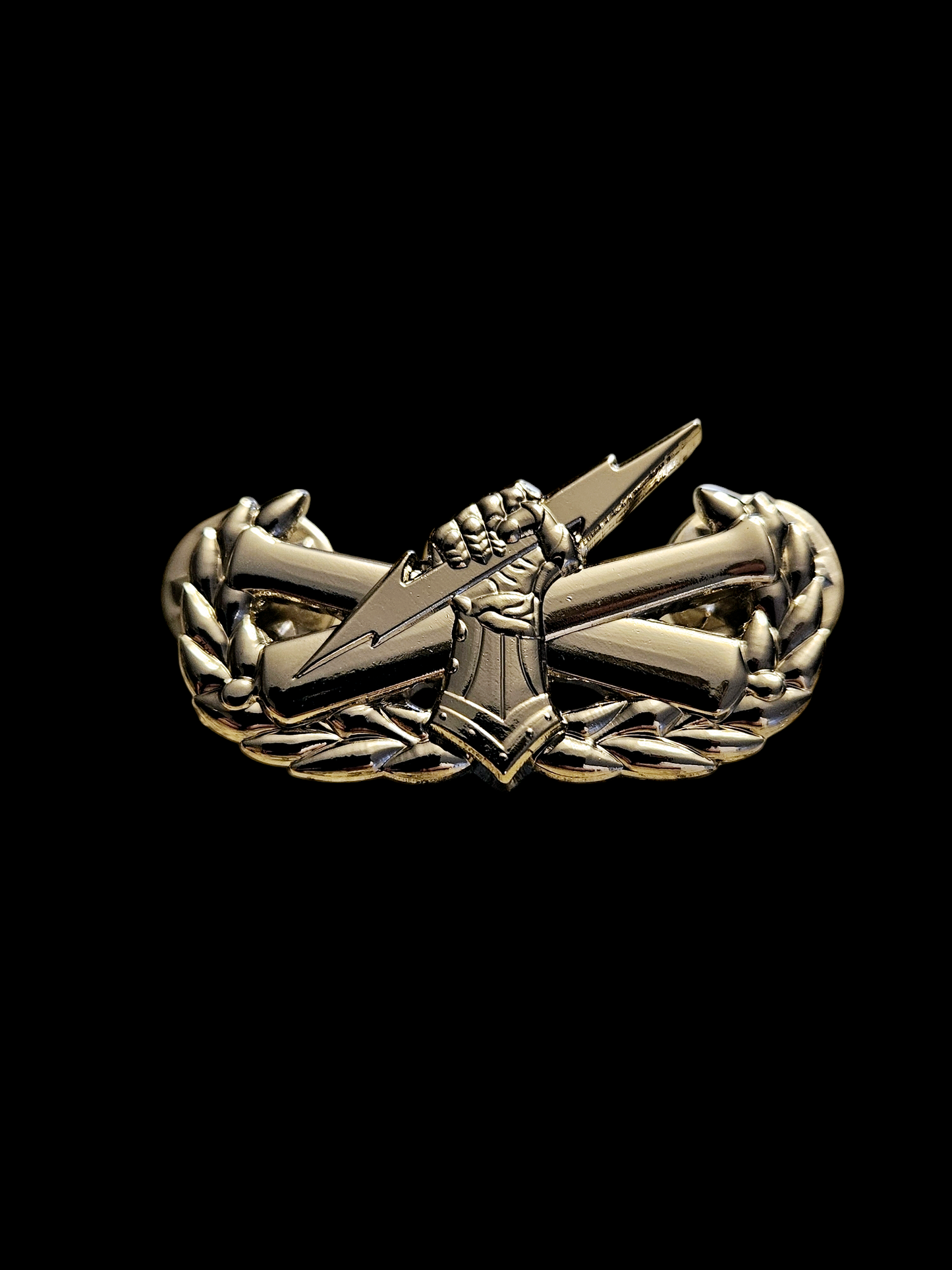 Chrome "pin on" fist badge