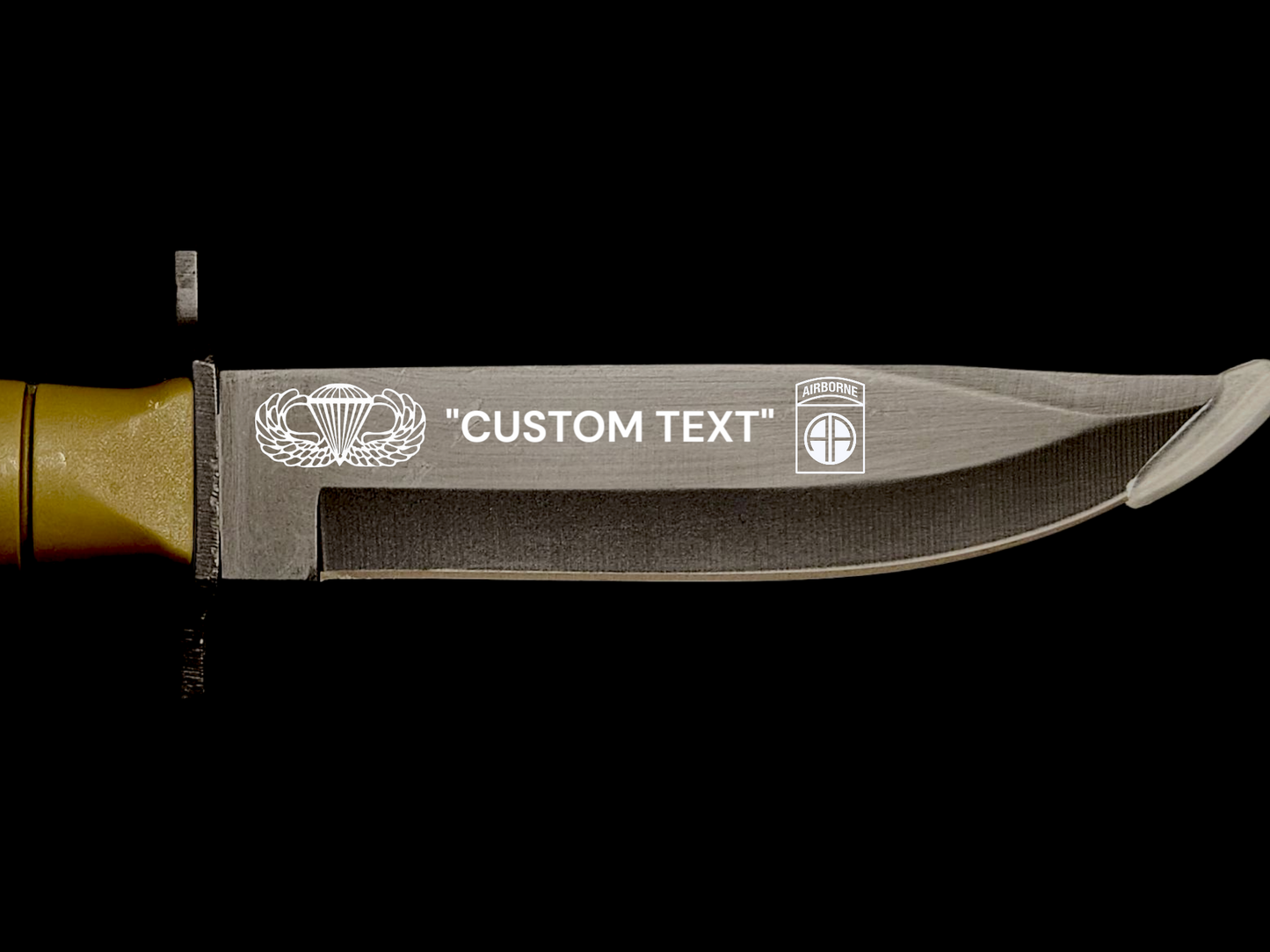 Custom laser engraved knife green