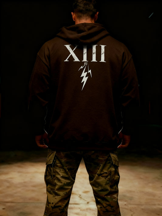 13 F Dark Brown hoodie