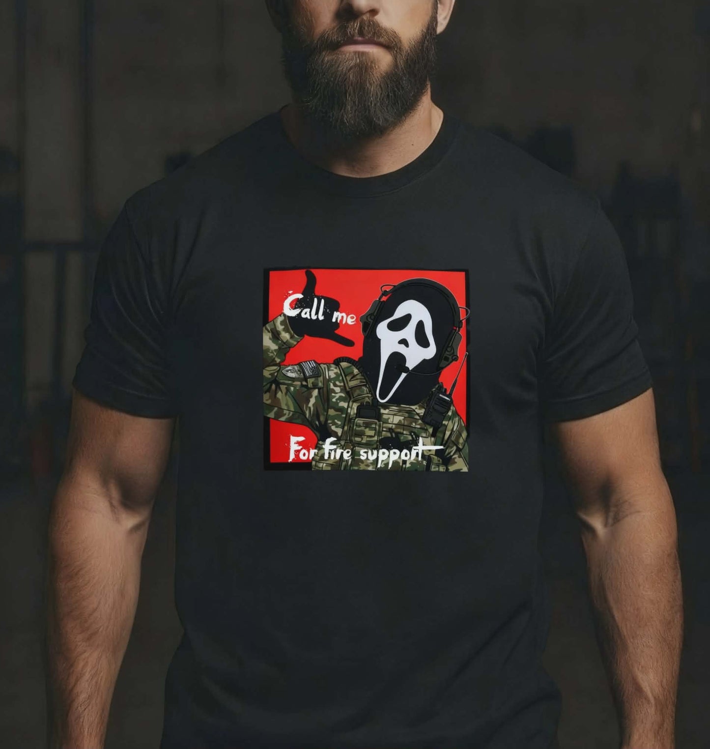 Call me black tee shirt des 1