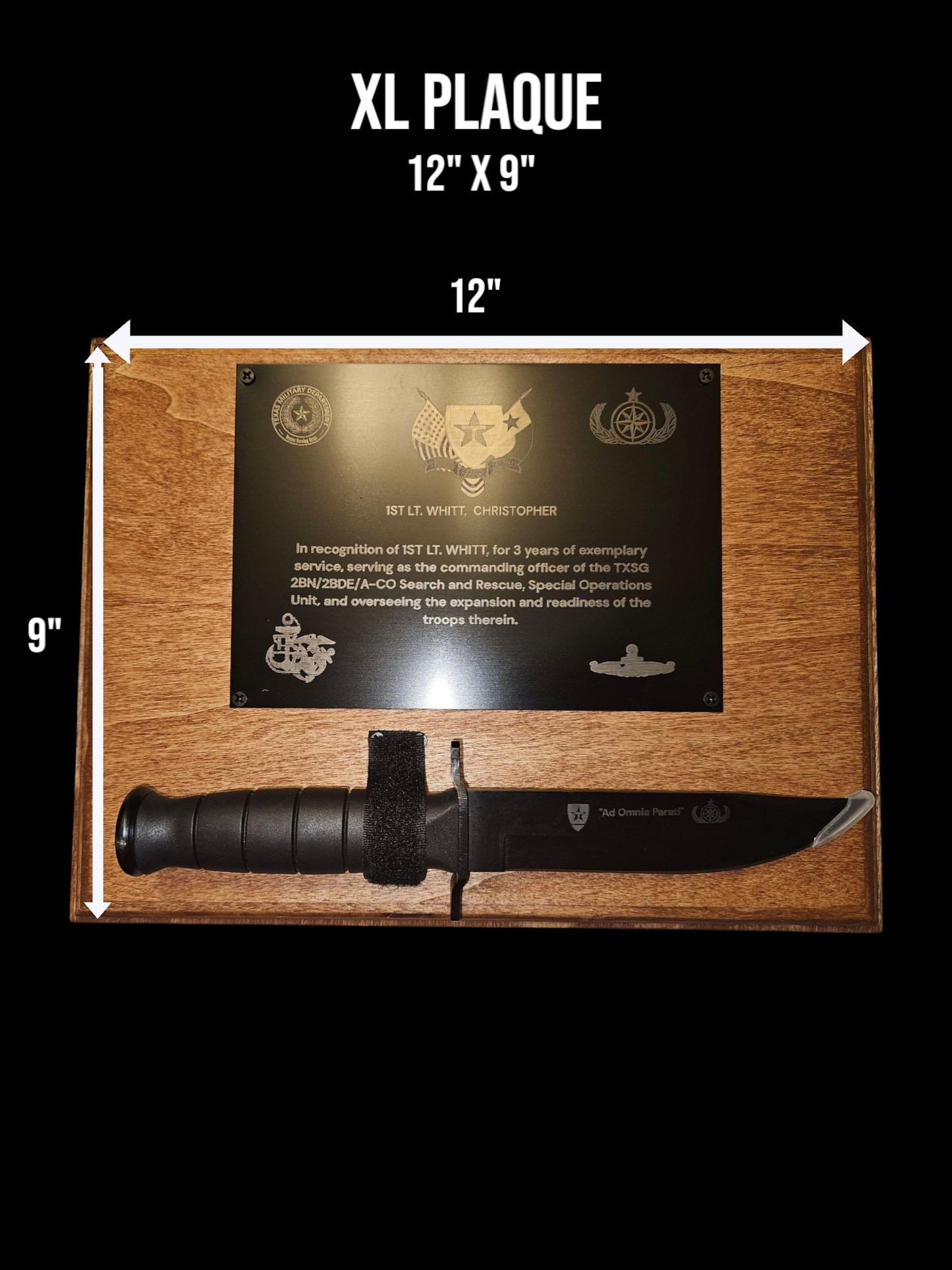 XL custom plaque w/knife