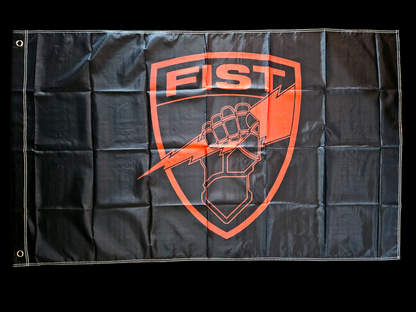 Blackout red fist shield flag