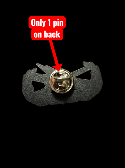 Fist "red bolt" pin on badges DEFECTIVE