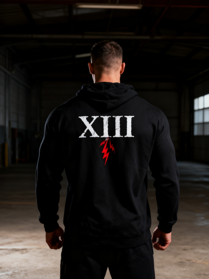 13 F black hoodie