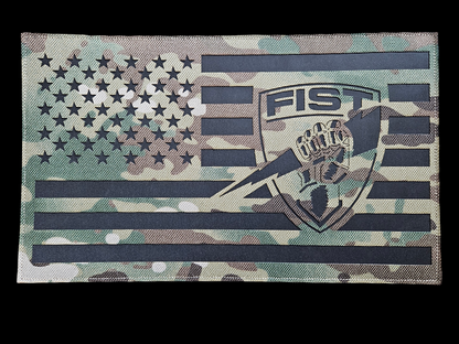 10" American flag with fist shield XL infrared patch