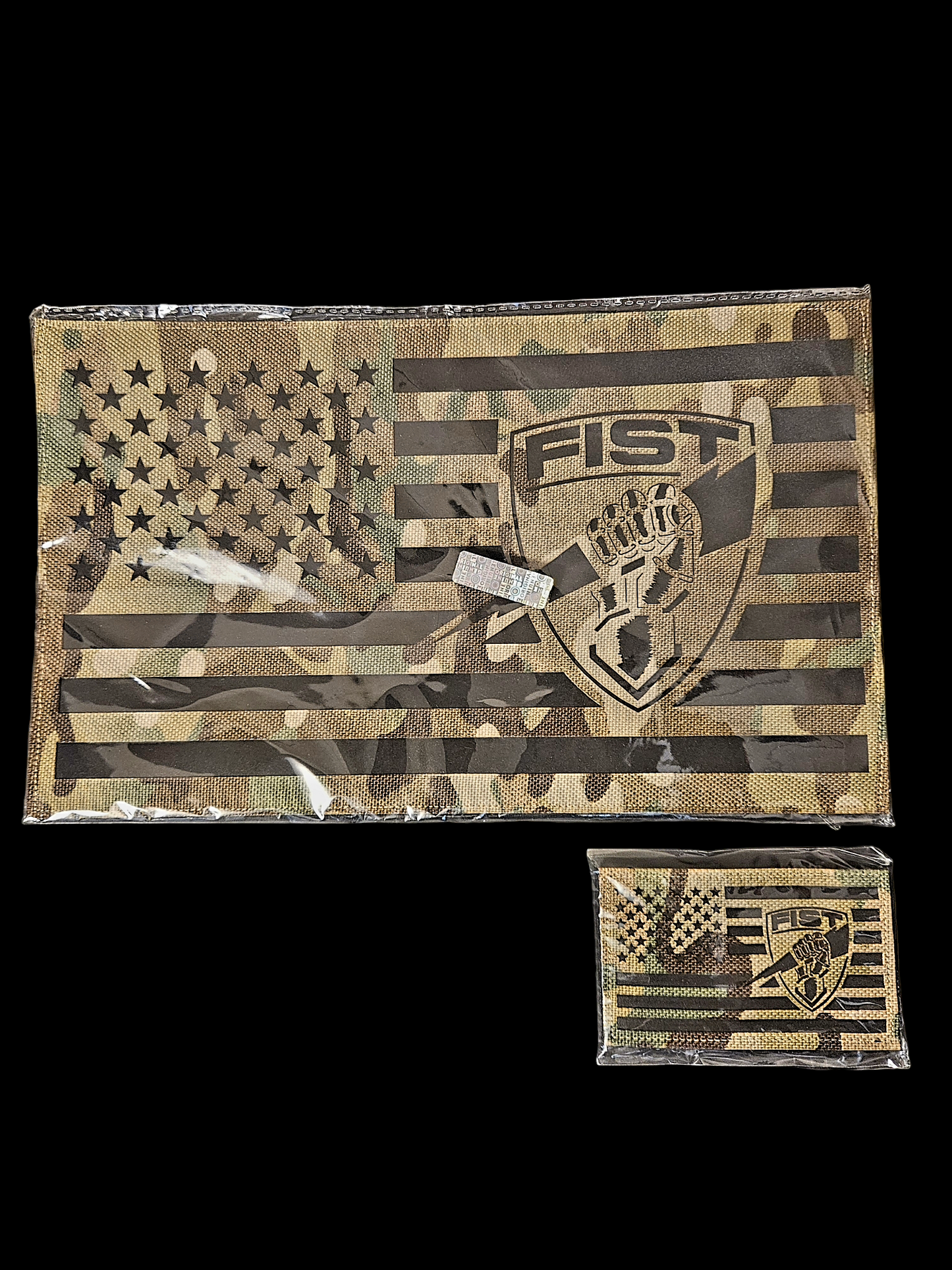 10" American flag with fist shield XL infrared patch