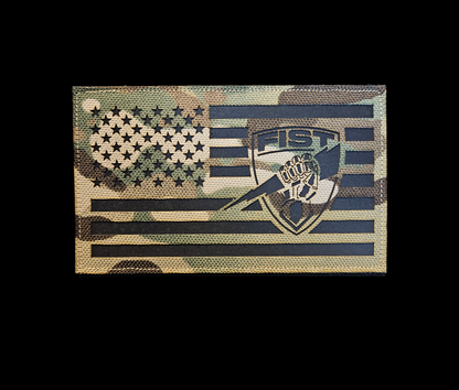 American flag with fist shield ir patch 5"