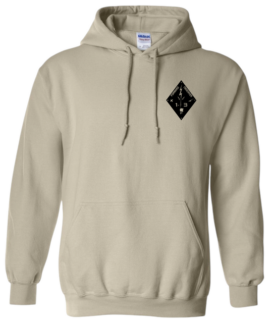 Beige hoodie fist diamond design front