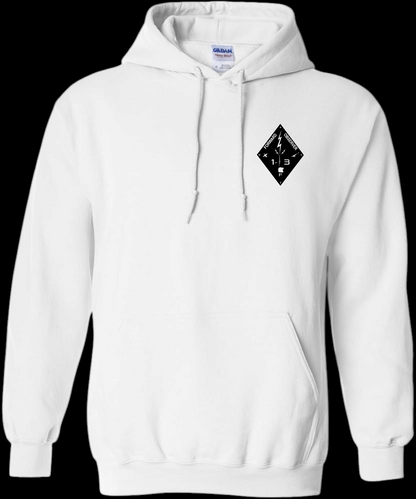 White hoodie fist diamond design front