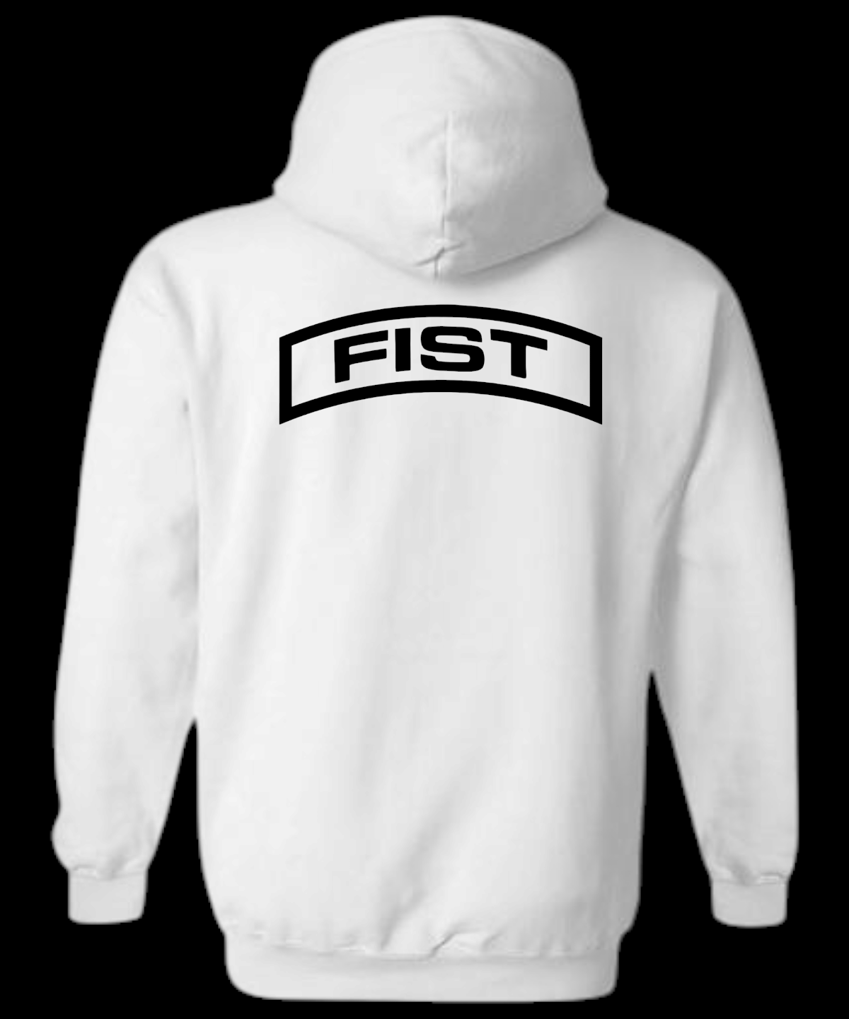 White Hoodie fist tab back