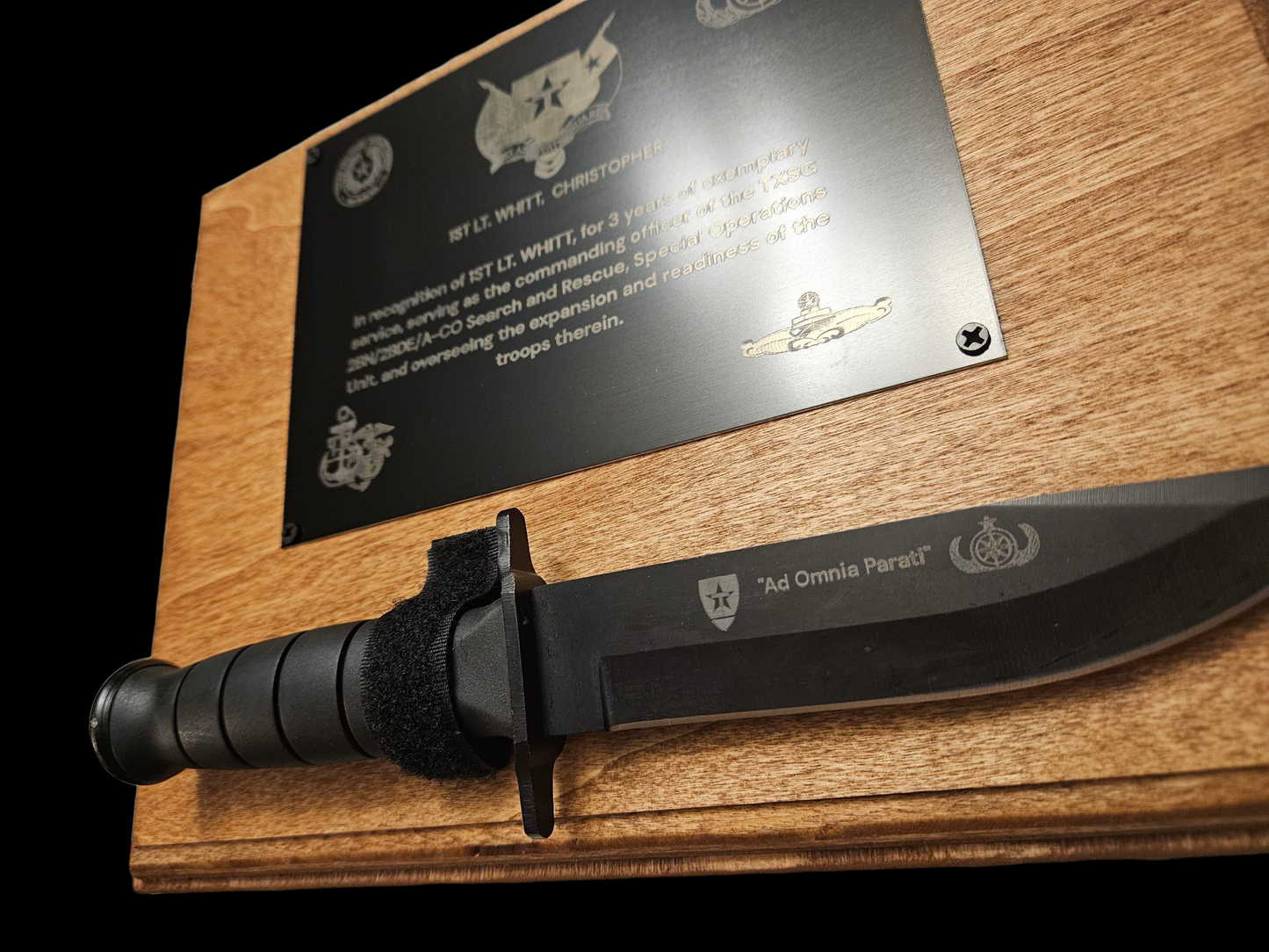 XL custom plaque w/knife