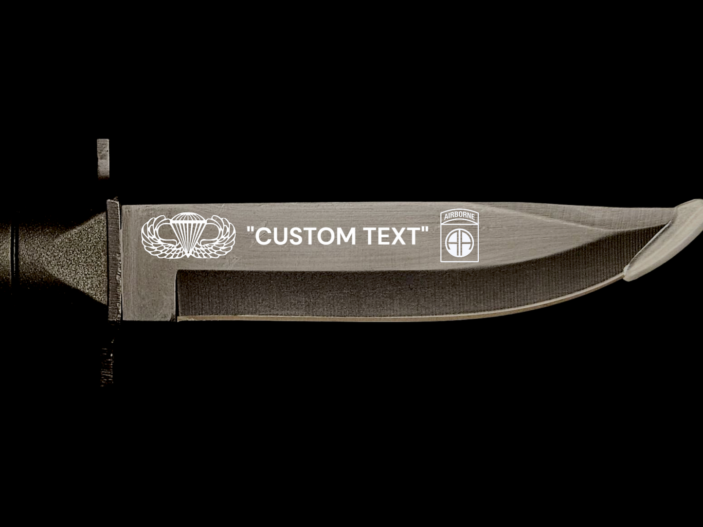 Custom laser engraved knife black
