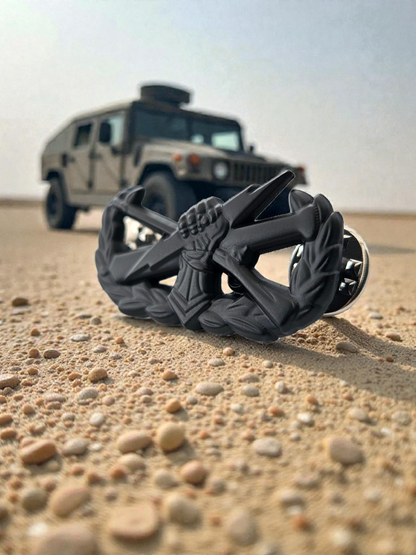 Black "pin on" fist badge des2