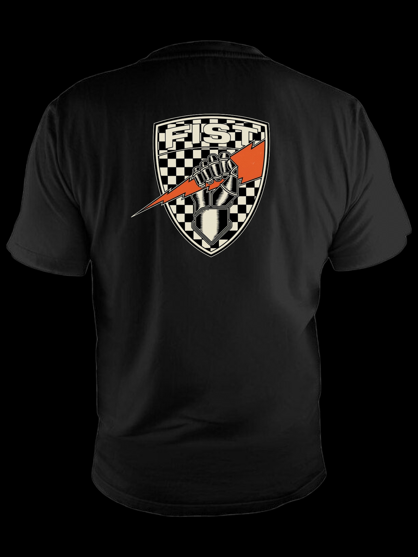 Checkered fist shield tee retro