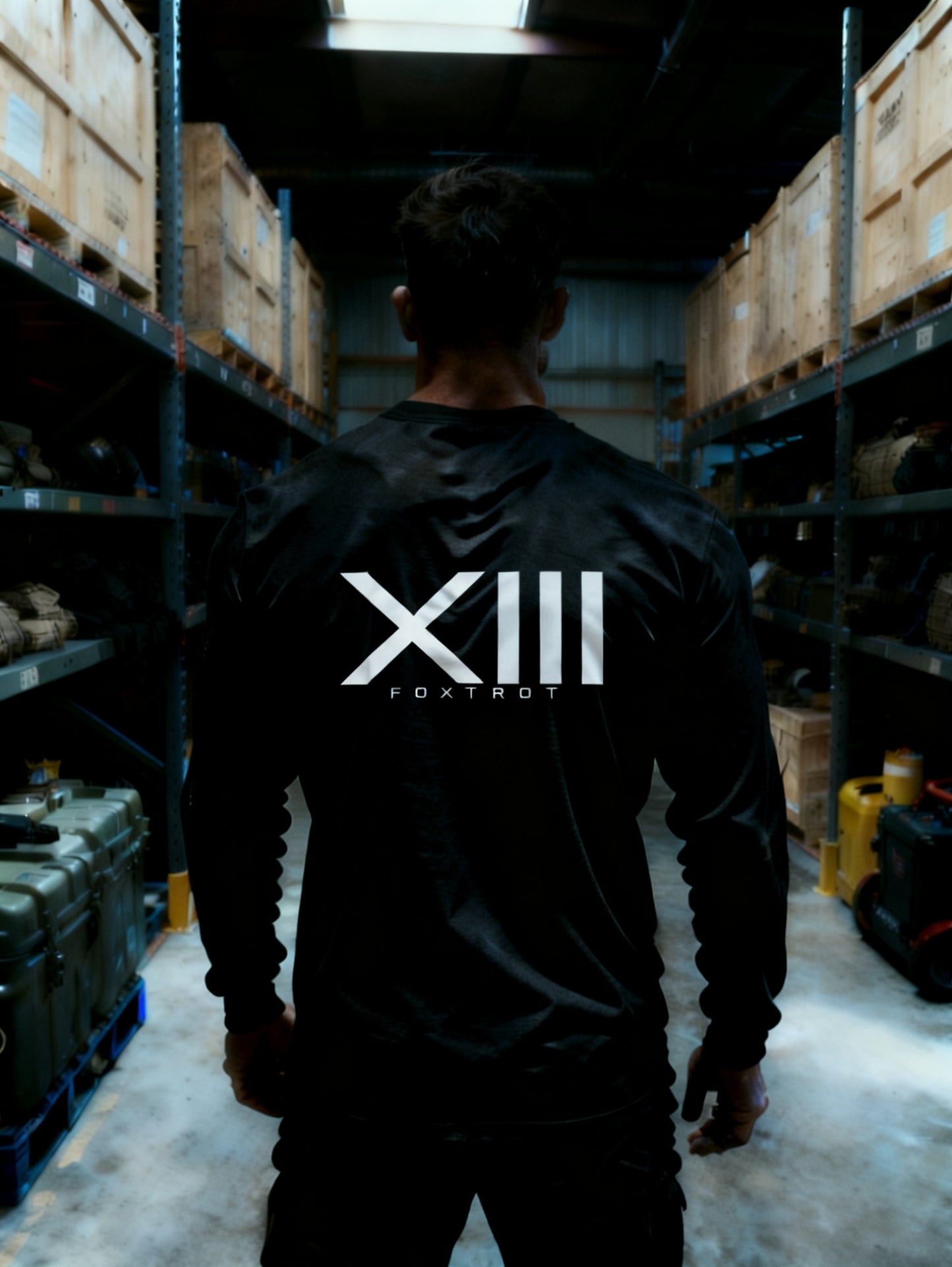 13 foxtrot long sleeve black tee des2