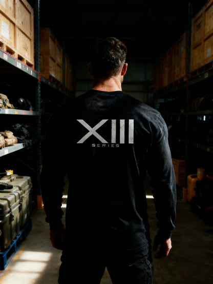 13 series long sleeve black tee des 3