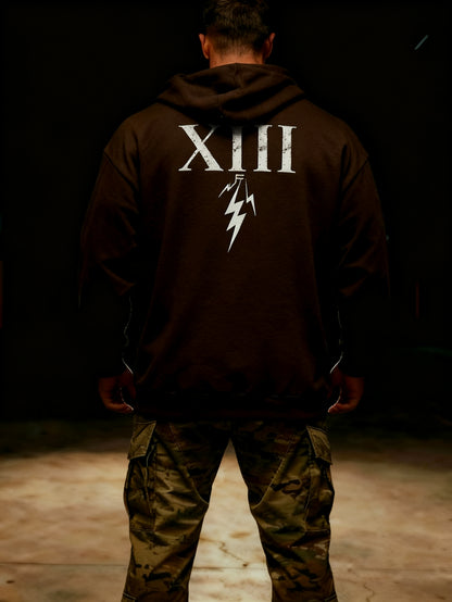 13 F Dark Brown hoodie