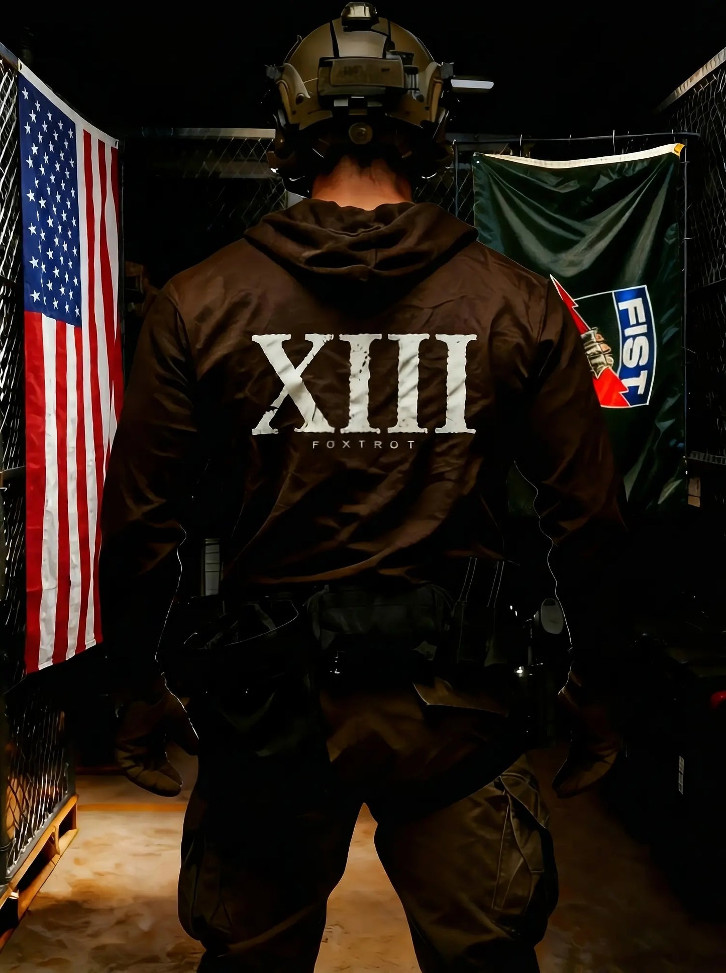 13 foxtrot dark Brown hoodie