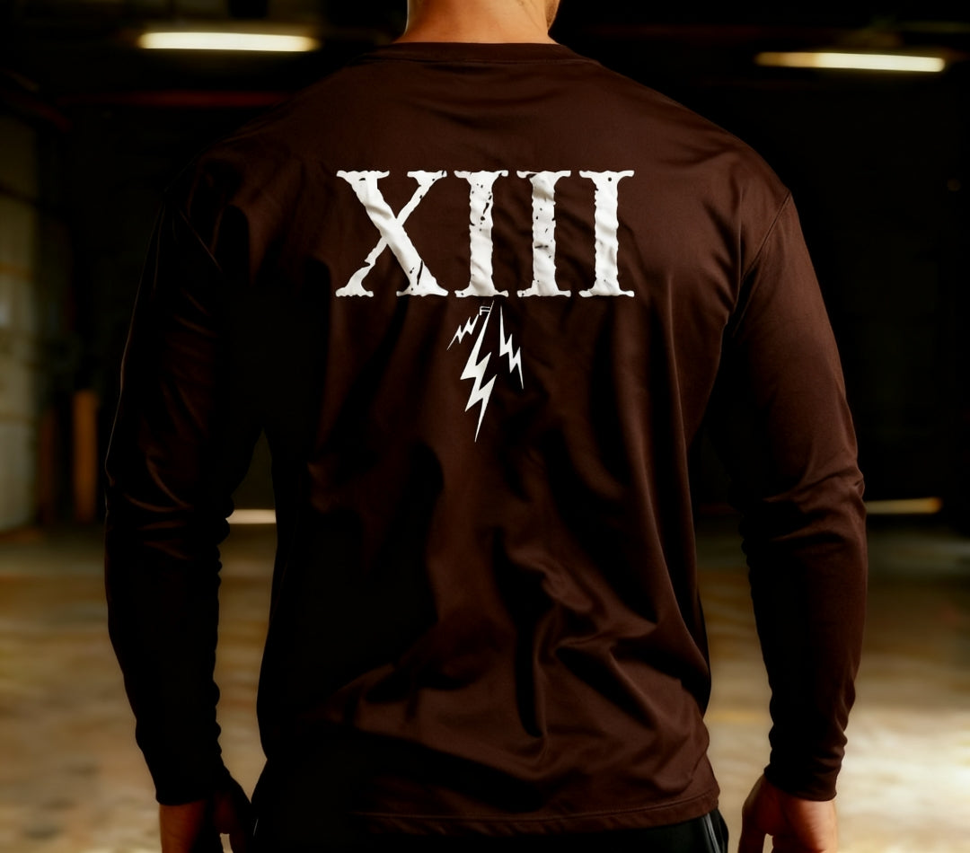 13 F long sleeve dark Brown tee