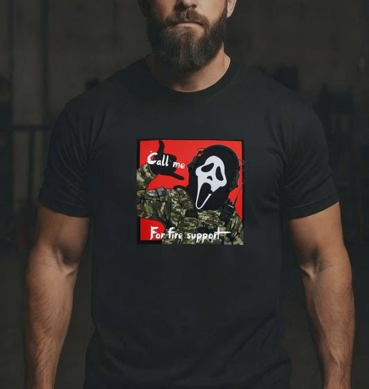 Call me black tee shirt des 1