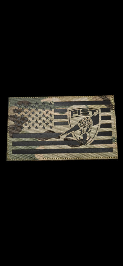 American flag fist shield ir patch 3.25"