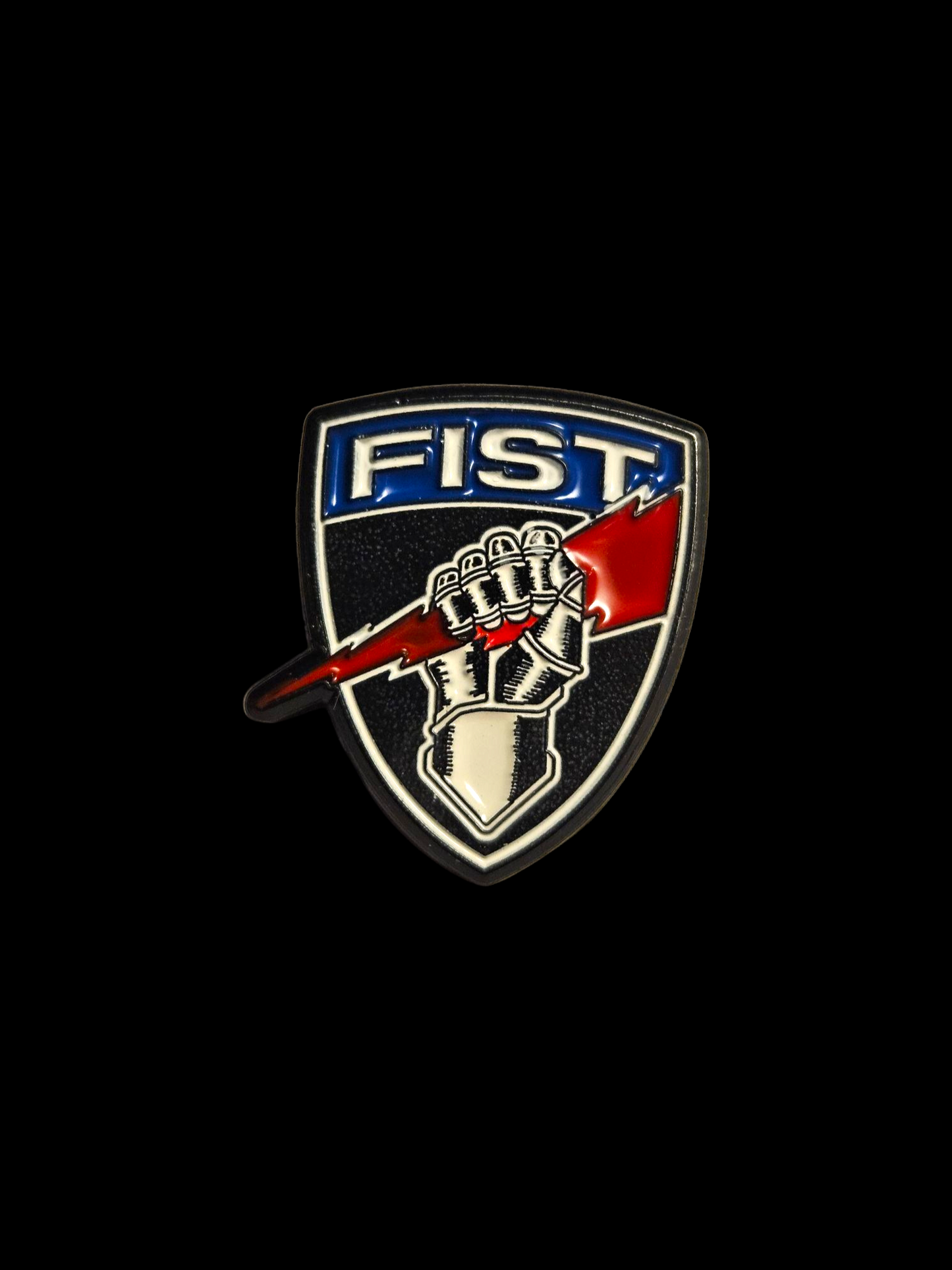 Colored shield lapel pin